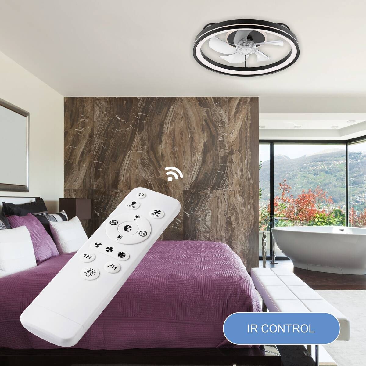 Lamkur LED-Deckenventilator Falco schwarz H/L: ca. 17x50 cm max. 40 W