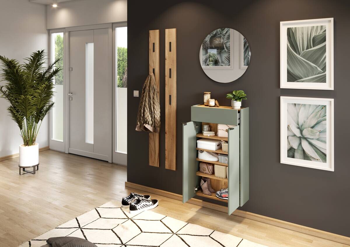 Mehrzweckschrank 1397-629 grün Eiche Navarra Nachbildung B/H/T: ca. 56x97x22 cm