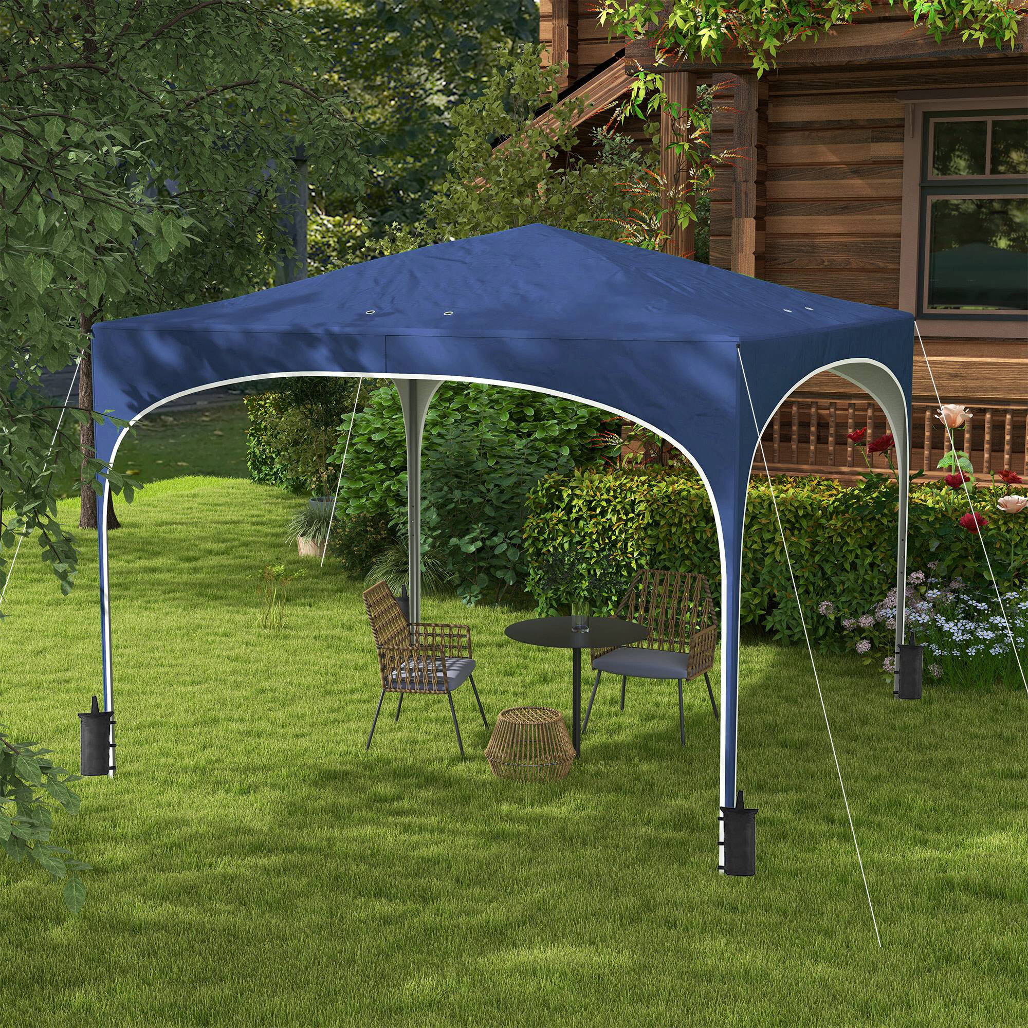 Outsunny Pavillon blau Polyester-Mischgewebe B/H/L: ca. 295x255x295 cm