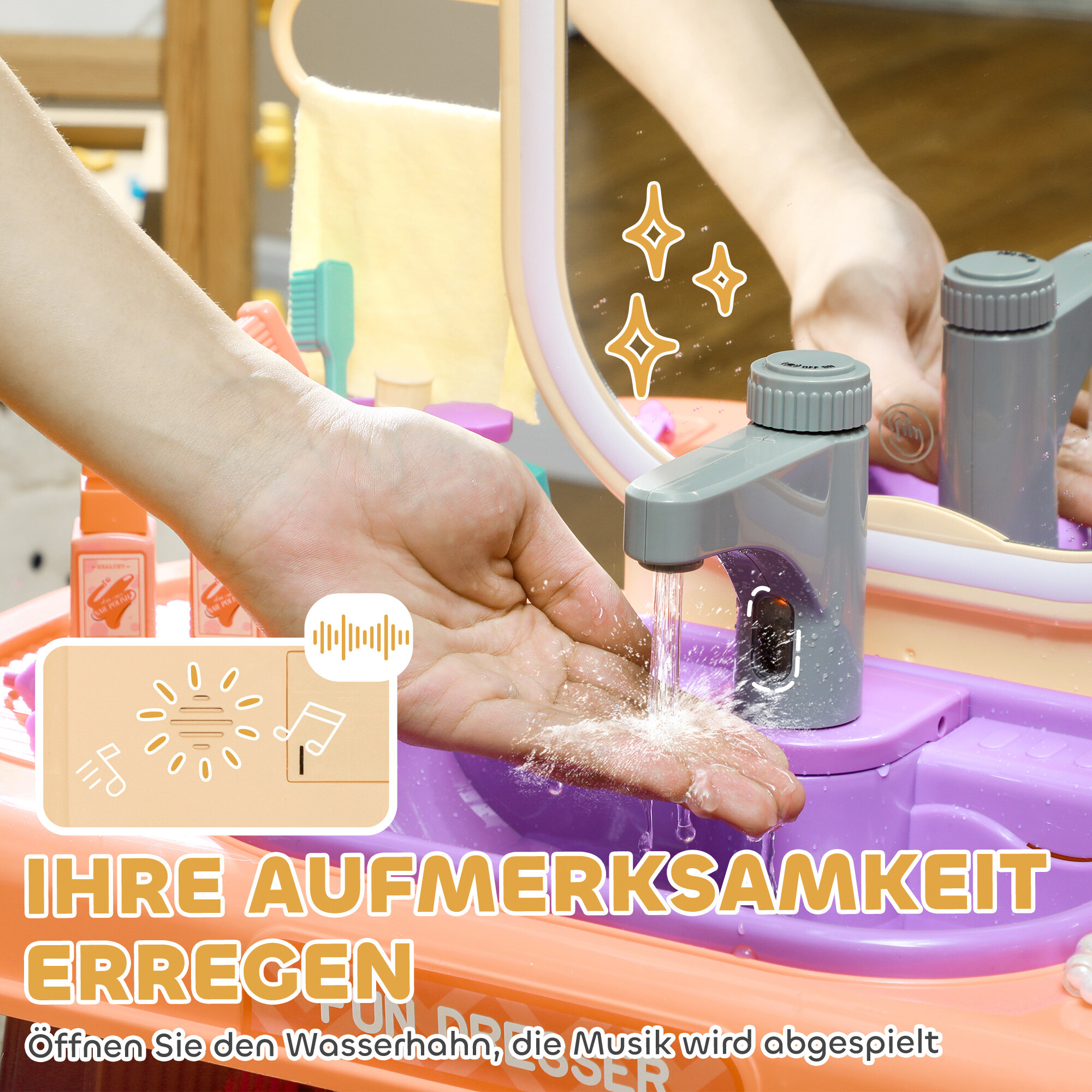 AIYAPLAY Kinder Schminktisch Set B/H/L: ca. 29x71x55 cm