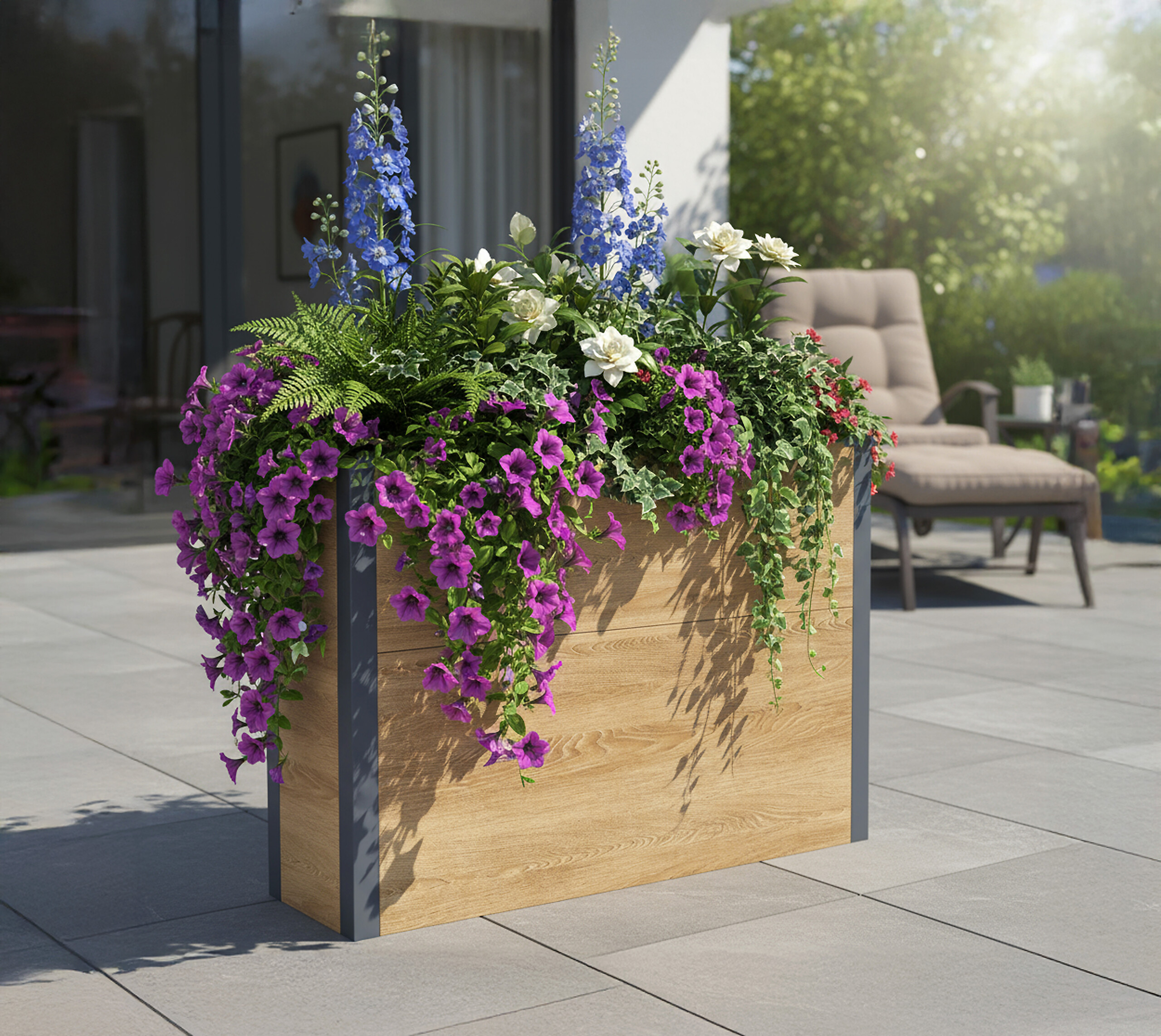 Westmann Pflanzkasten Talus Holzoptik Metall B/H/L: ca. 100x77x25 cm