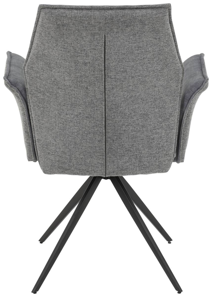 Armlehnstuhl 4er Set SUSANNE grau Vintage schwarz Webstoff Microfaser B/H/T: ca. 65x92x64 cm