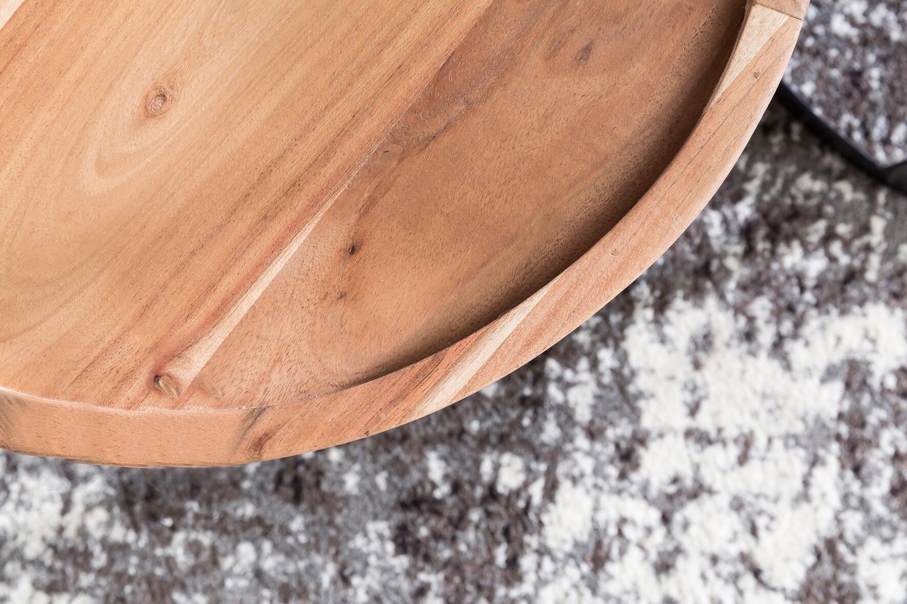 Beistelltisch 2er-Set. natur schwarz Akazie Metall