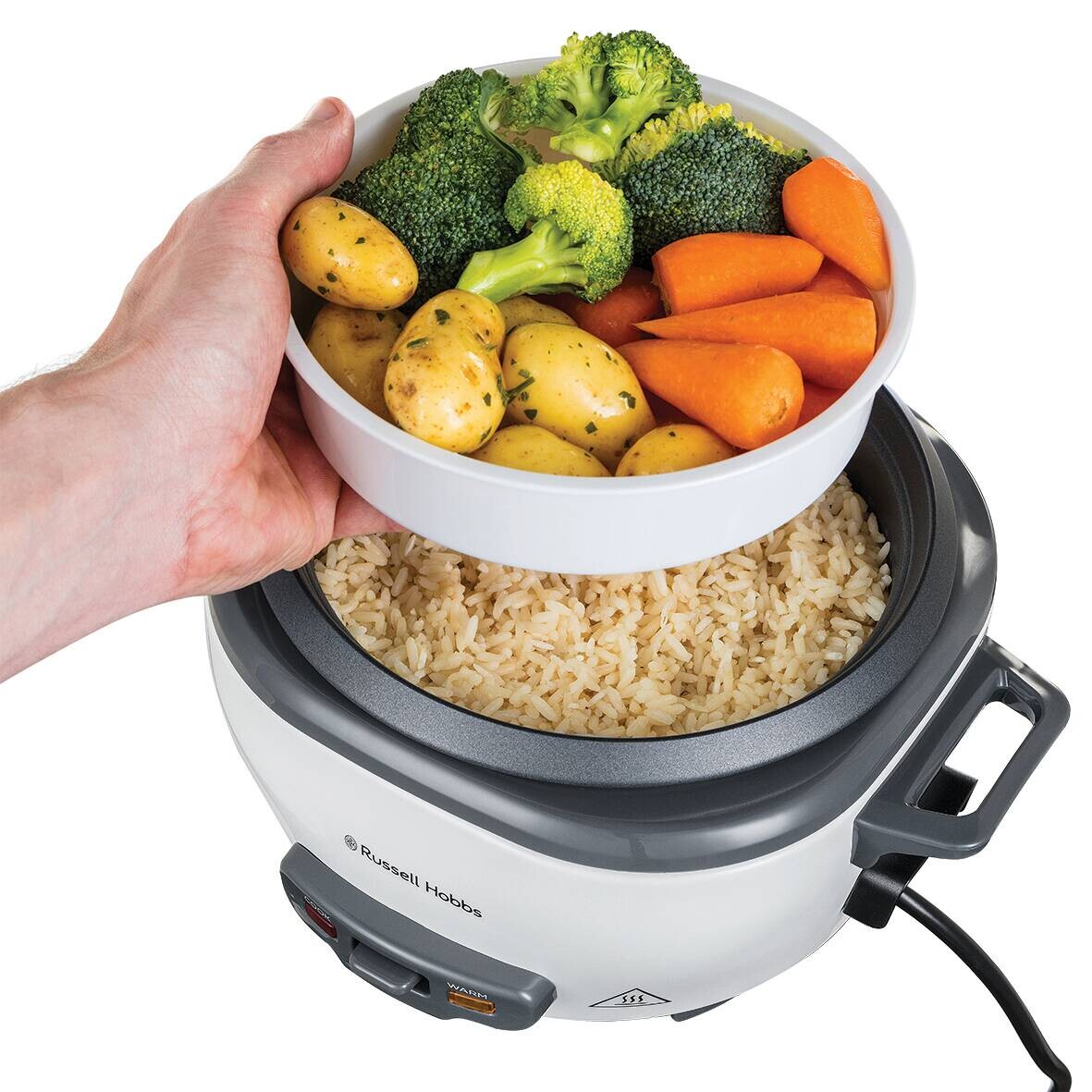 Russell Hobbs Reiskocher weiß Kunststoff Metall Glas B/H/L: ca. 21x19x15 cm