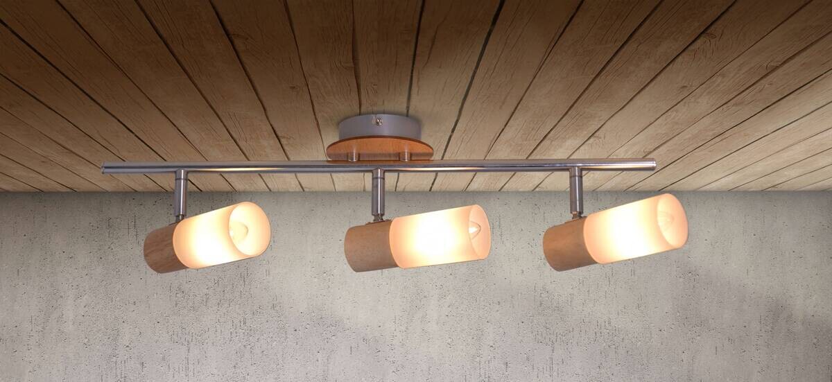 Näve Leuchten Spotleuchte Todtnau 1283223 natur Metall Glas Kunststoff B/H/T: ca. 21x19,8x60 cm 3 Brennstellen