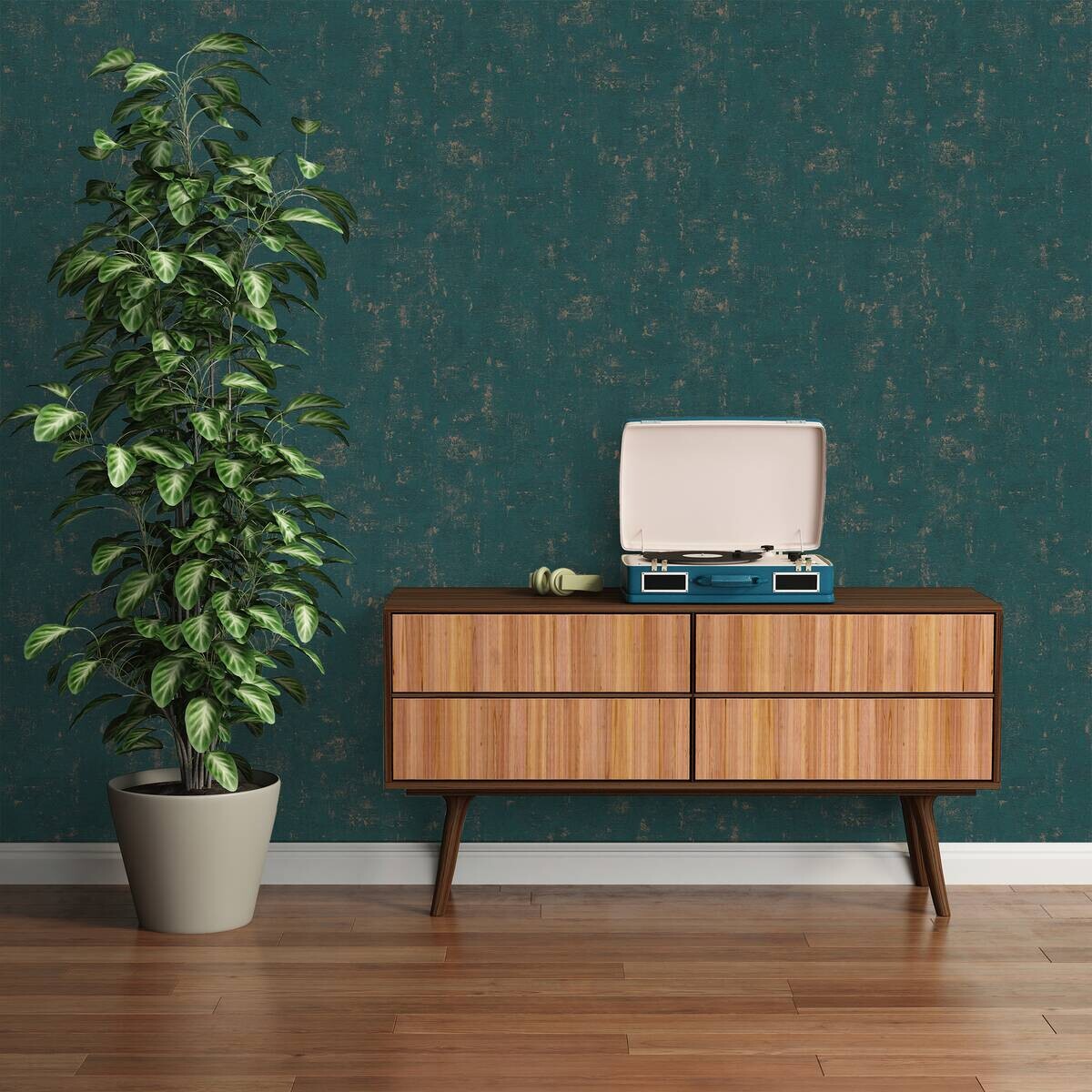 A.S.Creation Vliestapete gold petrol B/H/D: ca. 53x1005x8 cm