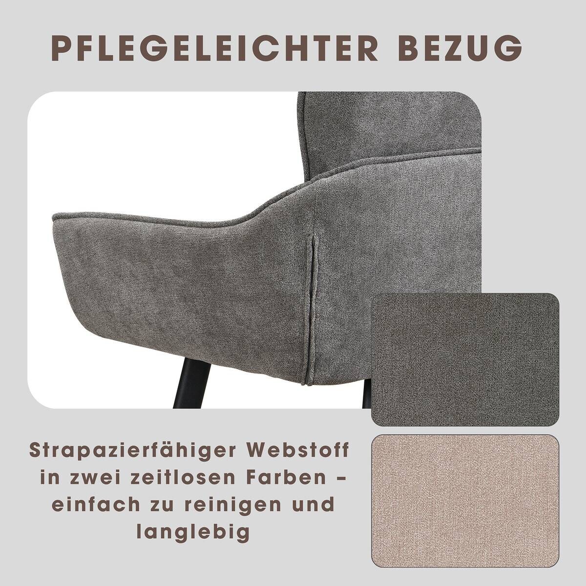 Sitzbank RICO schwarz grau Stoff Metall B/H/T: ca. 140x90x62 cm