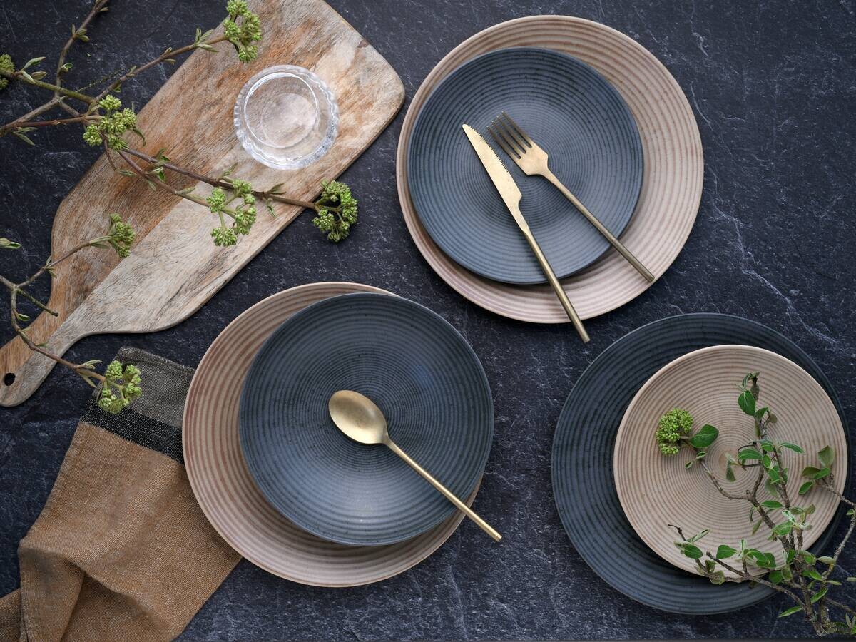 CreaTable Teller-Set Catania sand Steinzeug