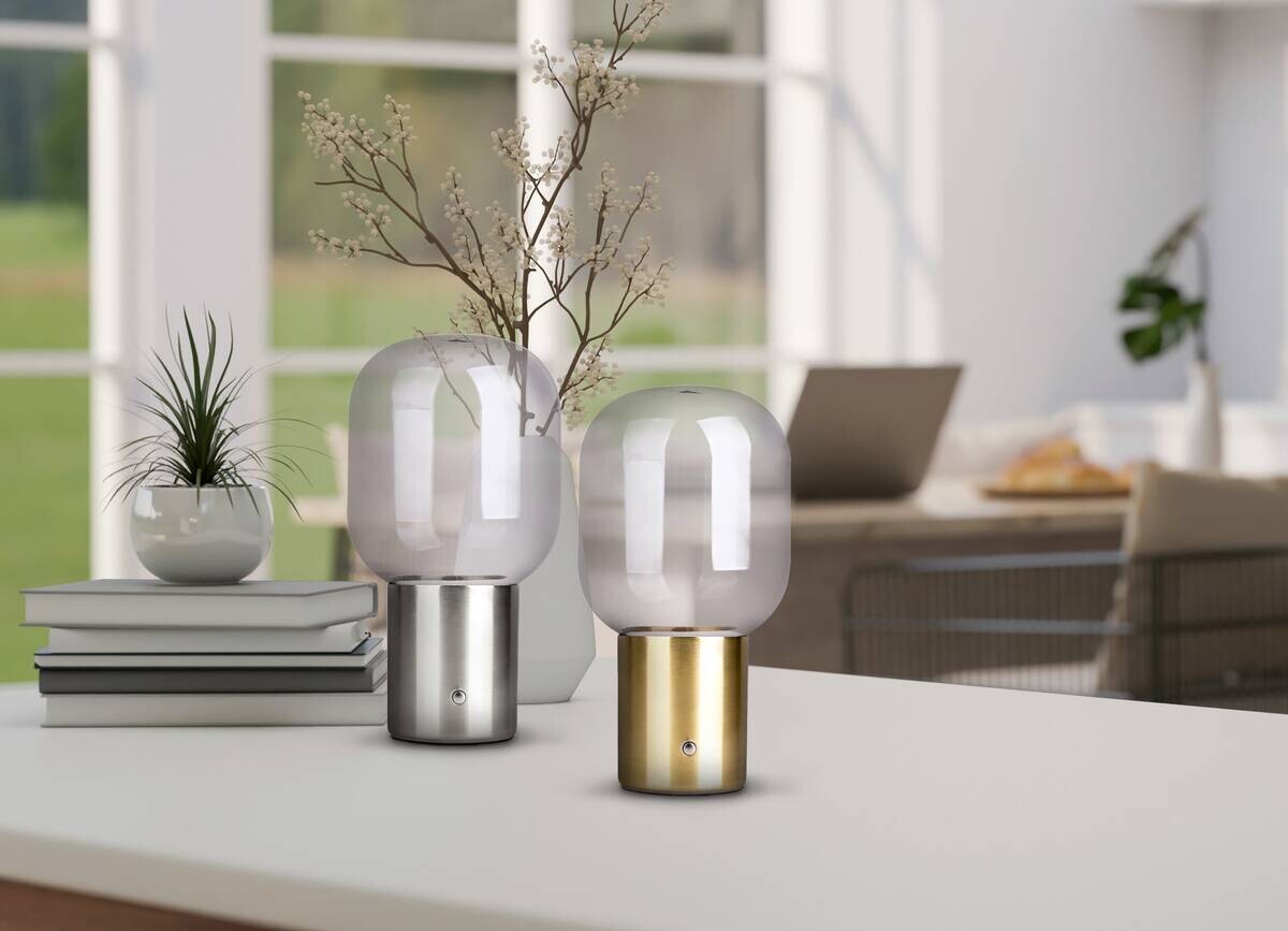 Näve Leuchten Tischleuchte 5305945 messing Glas Metall B/H/T: ca. 13x25x13 cm null 1 Brennstellen