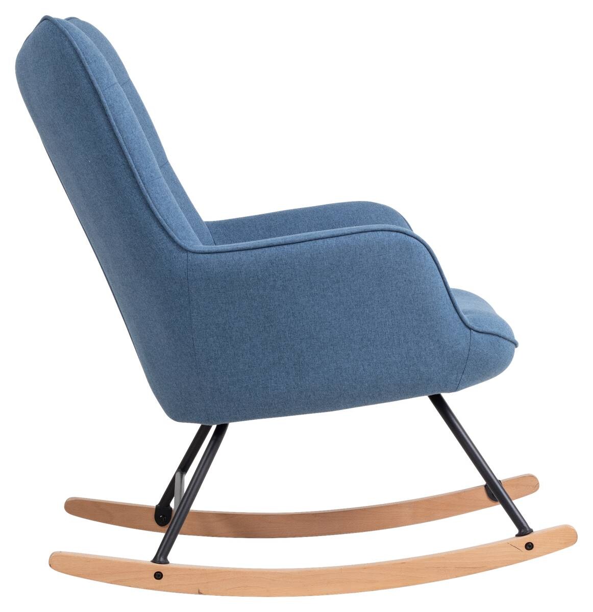 byLIVING Schaukelstuhl RICHIE blau schwarz natur Webstoff Metall Buche B/H/T: ca. 72x92x92 cm