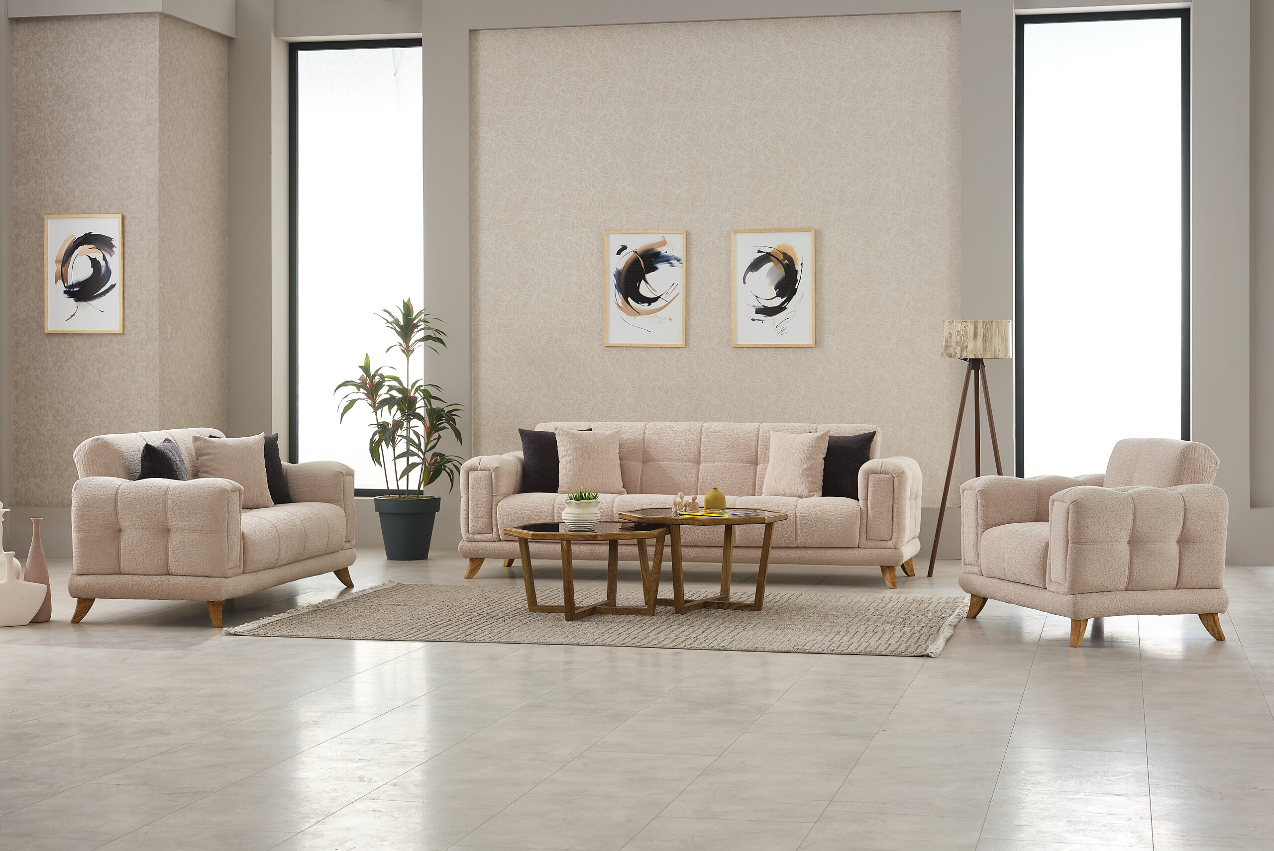 Sofa 3-2-1 Rixos beige Webstoff