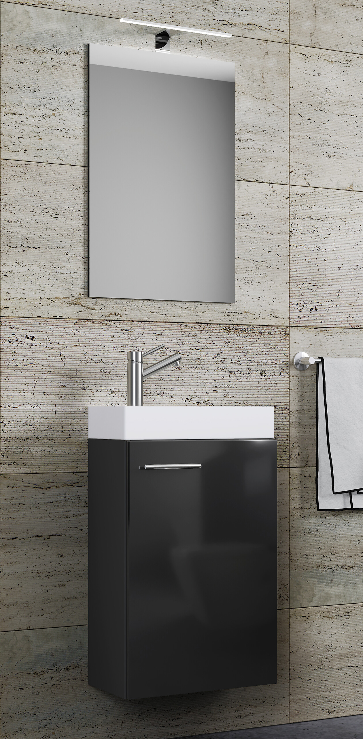 Waschplatz 4tlg-Slito schwarz weiß B/H/T: ca. 41x135x22 cm