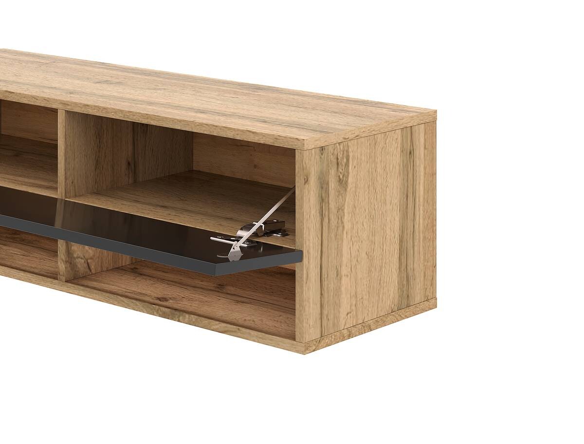 TV-Lowboard TV LOWBOARD DERBY 200 Eiche Wotan Nachbildung schwarz glänzend B/H/T: ca. 200x32,5x31,5 cm