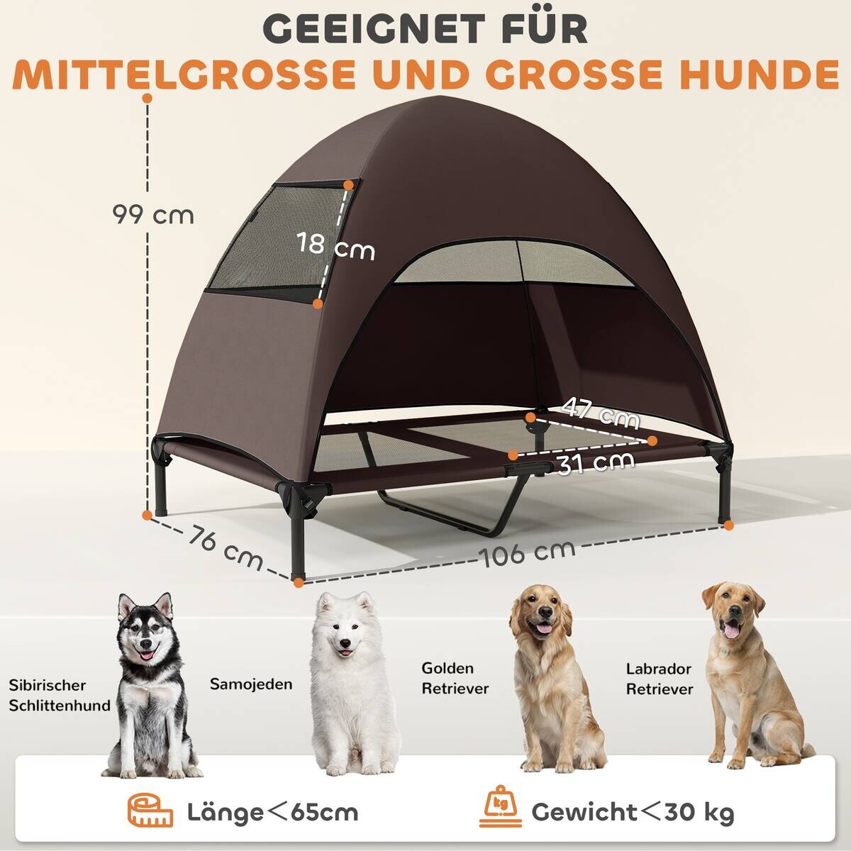 PawHut Hundeliege kaffee Stahl B/H/L: ca. 76x99x106 cm