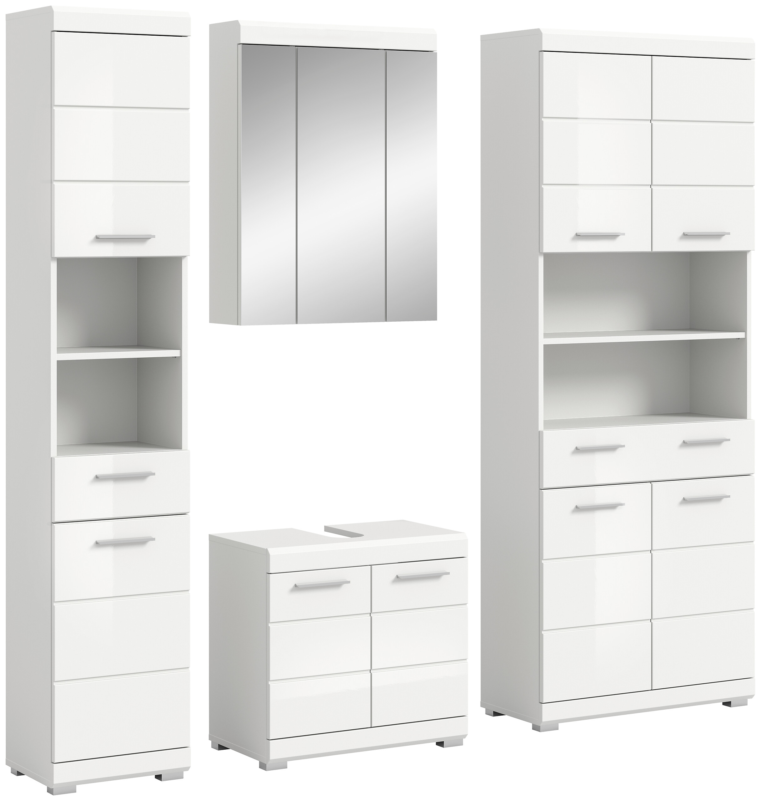 Badezimmer-Set Scout weiß weiß Hochglanz B/H/T: ca. 186x191x34 cm