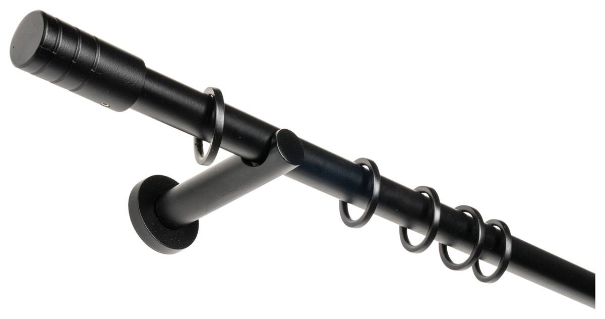 Gardinenstange schwarz Aluminium ausziehbar von ca. 160 bis 280 cm 1.0 Läufe
