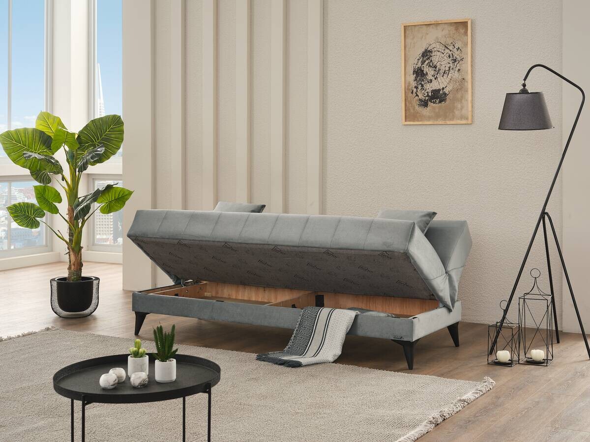 Schlafsofa grau Polyester B/H/T: ca. 192x86x84 cm