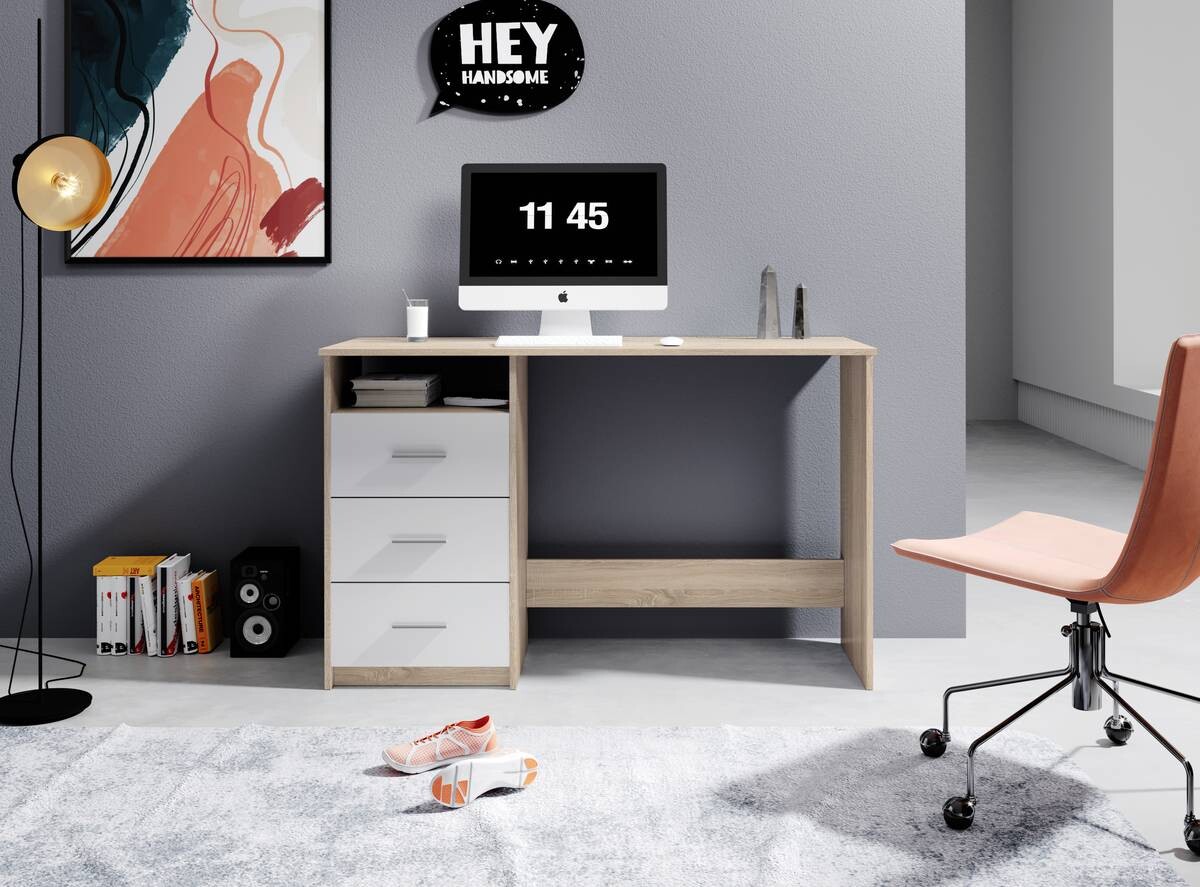 Schreibtisch Adria Eiche Sonoma Nachbildung weiß B/H/T: ca. 123x77x50 cm