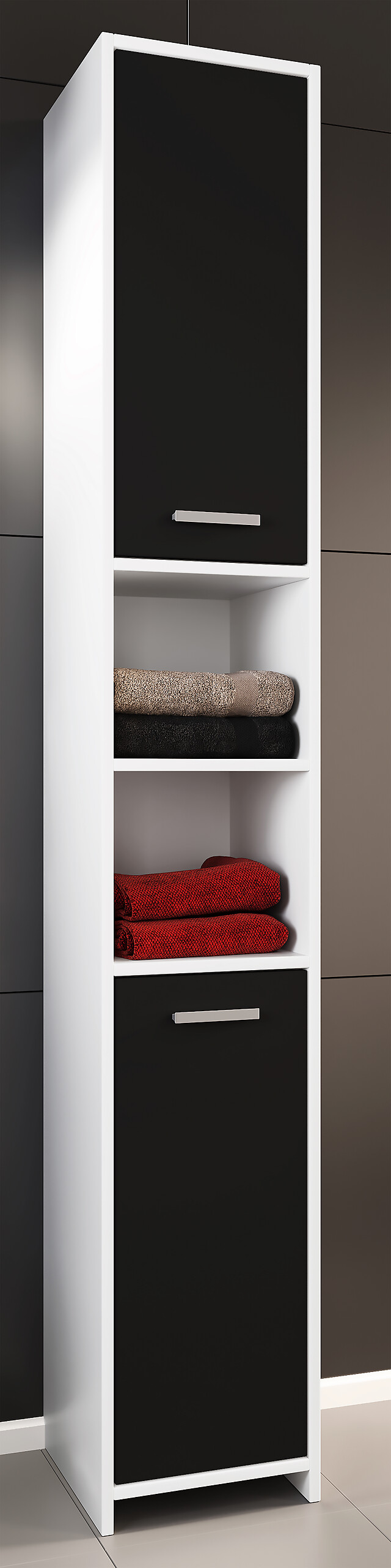 Hochschrank Zalo weiß schwarz B/H/T: ca. 30x180x30 cm