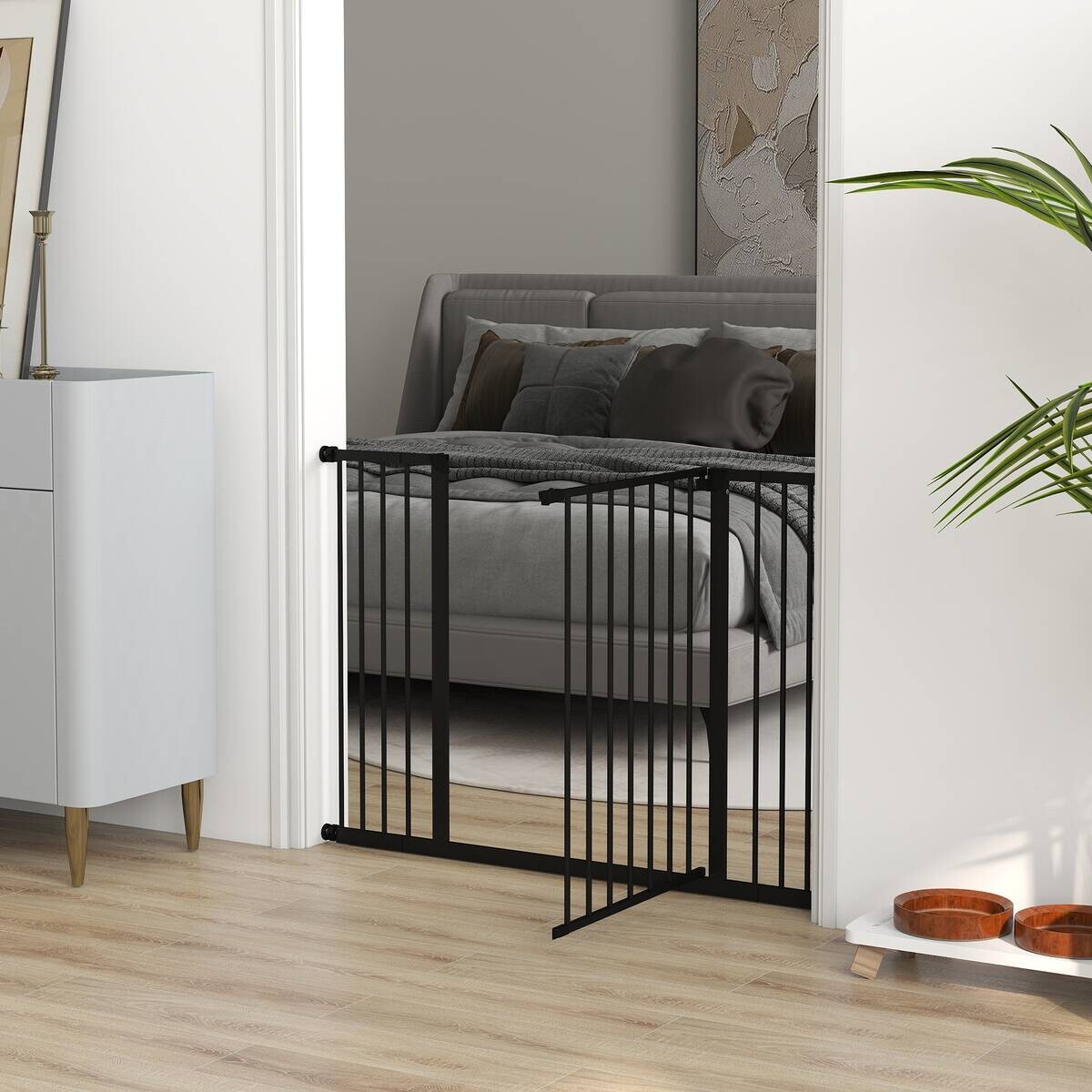 PawHut Türschutzgitter schwarz Kunststoff B/H/L: ca. 2x76x107 cm