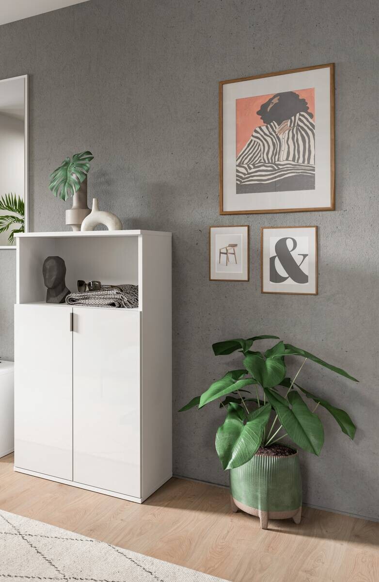 Schuhkommode PROJEKT X weiß weiß Hochglanz B/H/T: ca. 60x110x37 cm