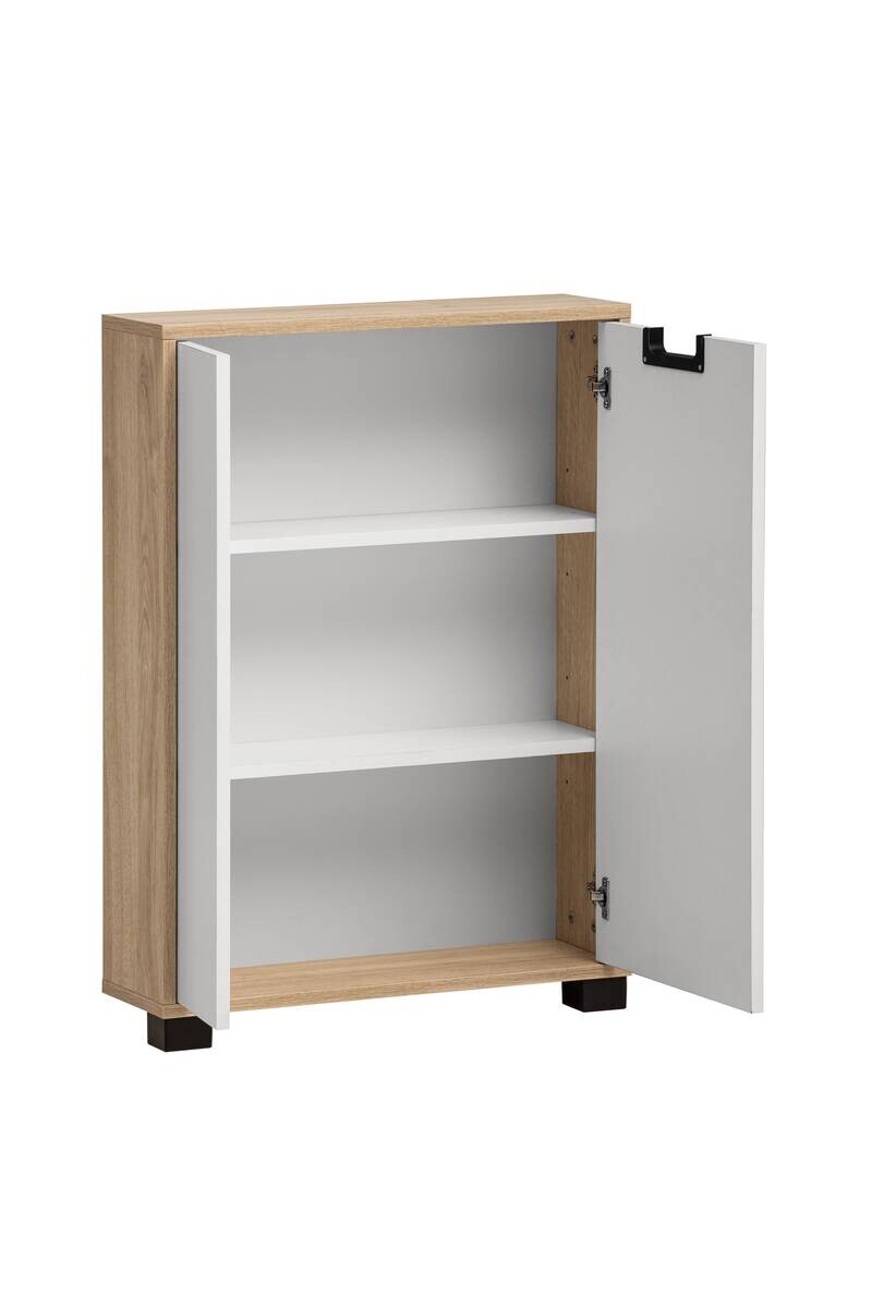 Schrank Emmik weiß matt Eiche Eiche weiß Nachbildung B/H/T: ca. 59,8x85,2x19,55 cm
