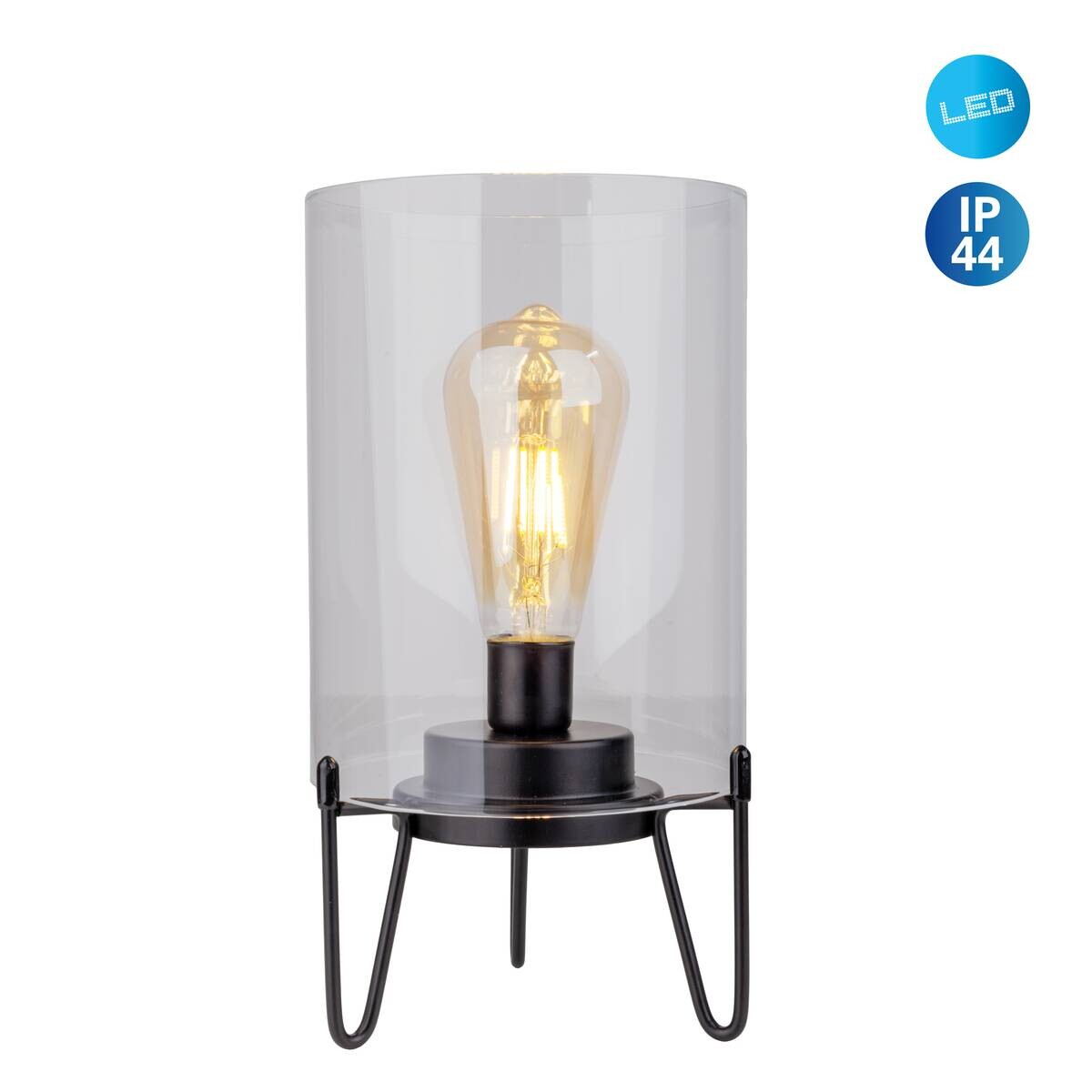 Näve Leuchten LED-Leuchten 5308422 schwarz Metall Glas B/H/T: ca. 15x28,5x15 cm 1 Brennstellen