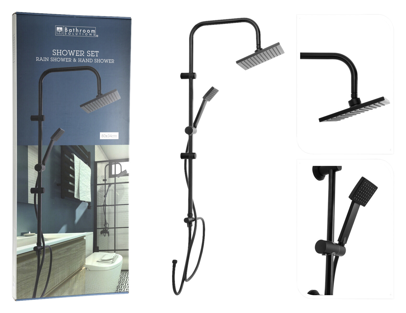 Duschsystem schwarz B/H/L: ca. 20x20x150 cm