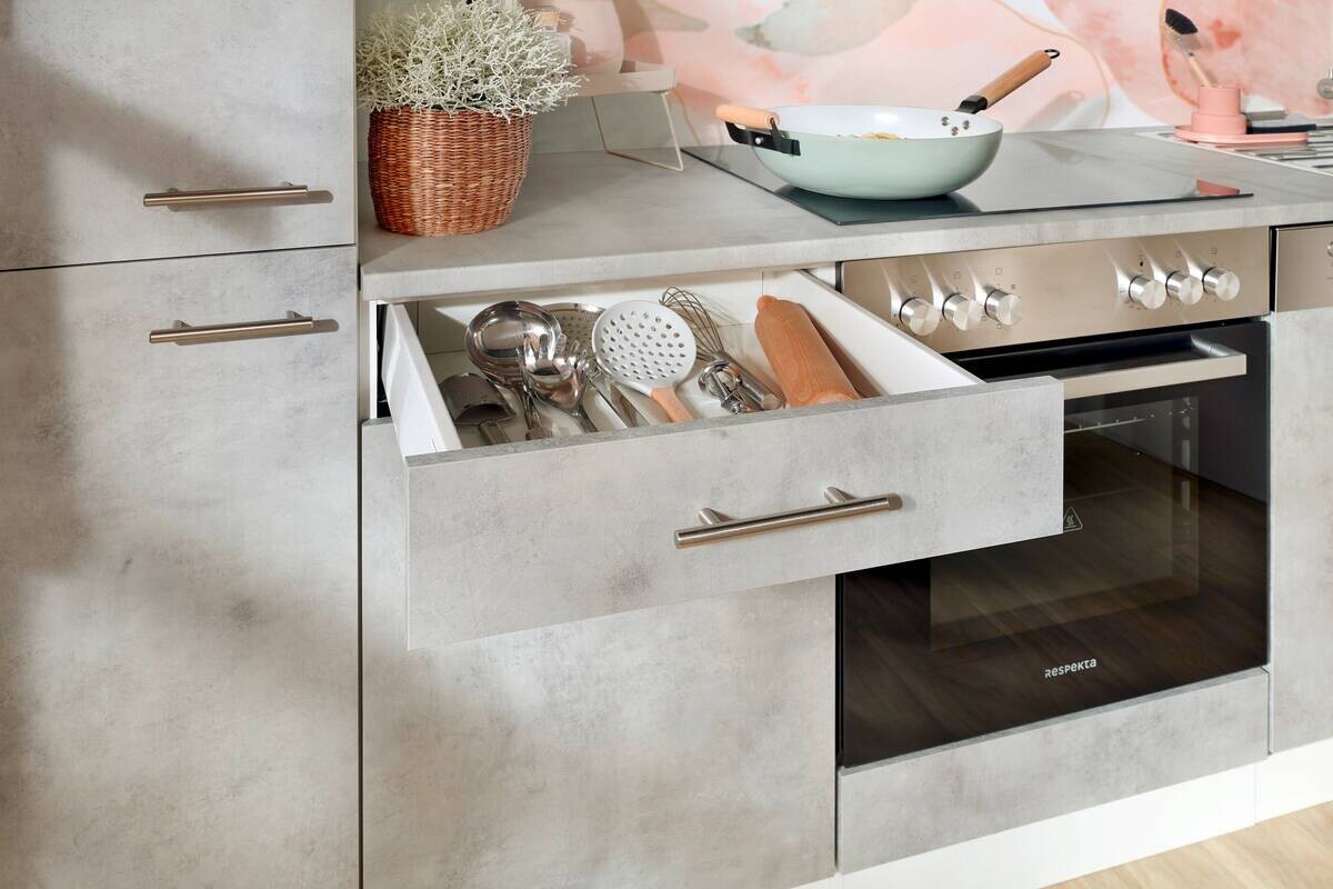 Respekta Küchenblock Malia Beton Optik B/H/T: ca. 250x200x60 cm