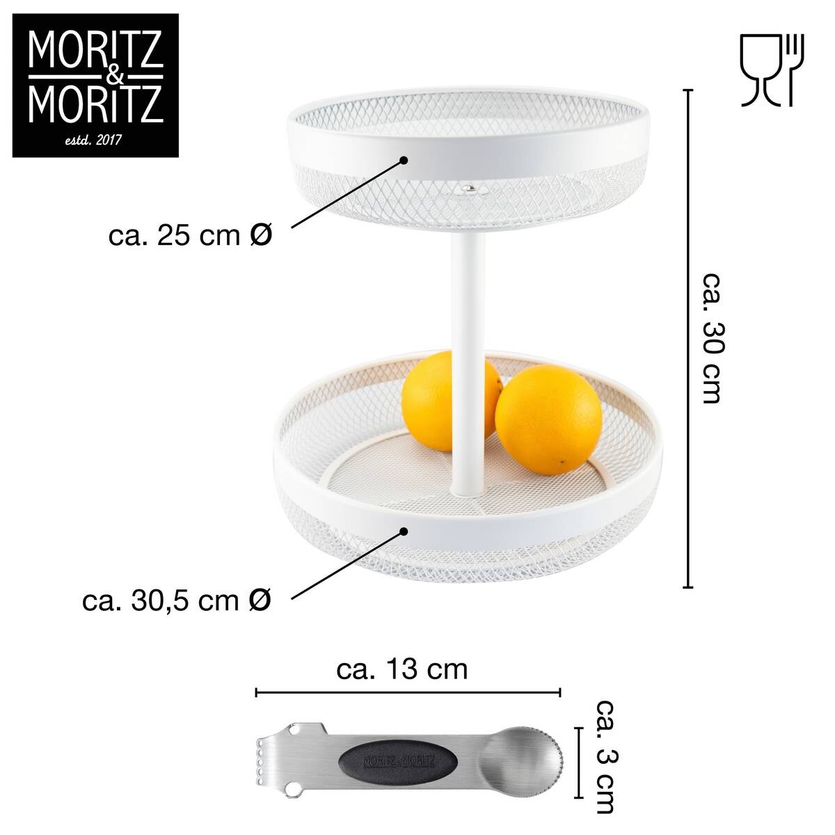 Moritz & Moritz Etagere weiß Metall H: ca. 30 cm