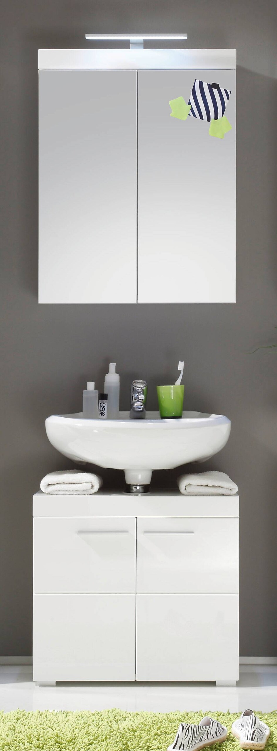 Spiegelschrank Amanda weiß weiß Hochglanz B/H/T: ca. 60x77x17 cm