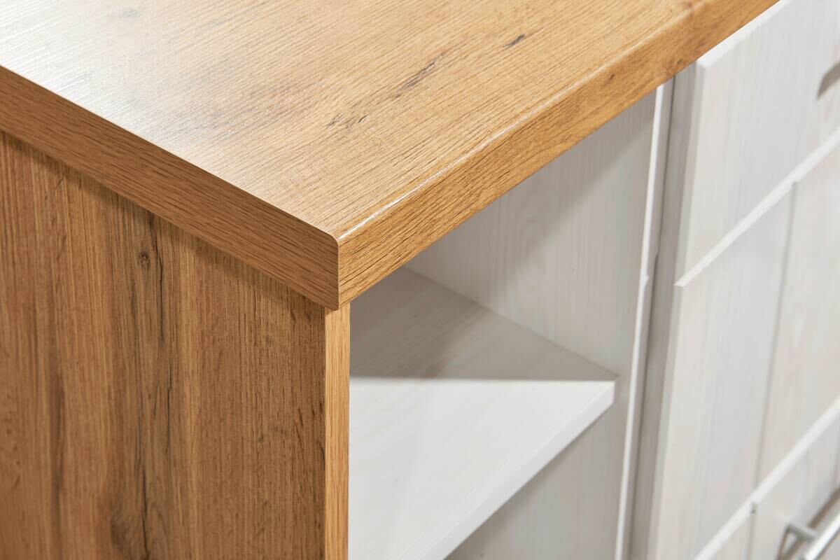 Respekta Inselküche Anton weiß Lärche Nachbildung B/H/T: ca. 310x211x60 cm