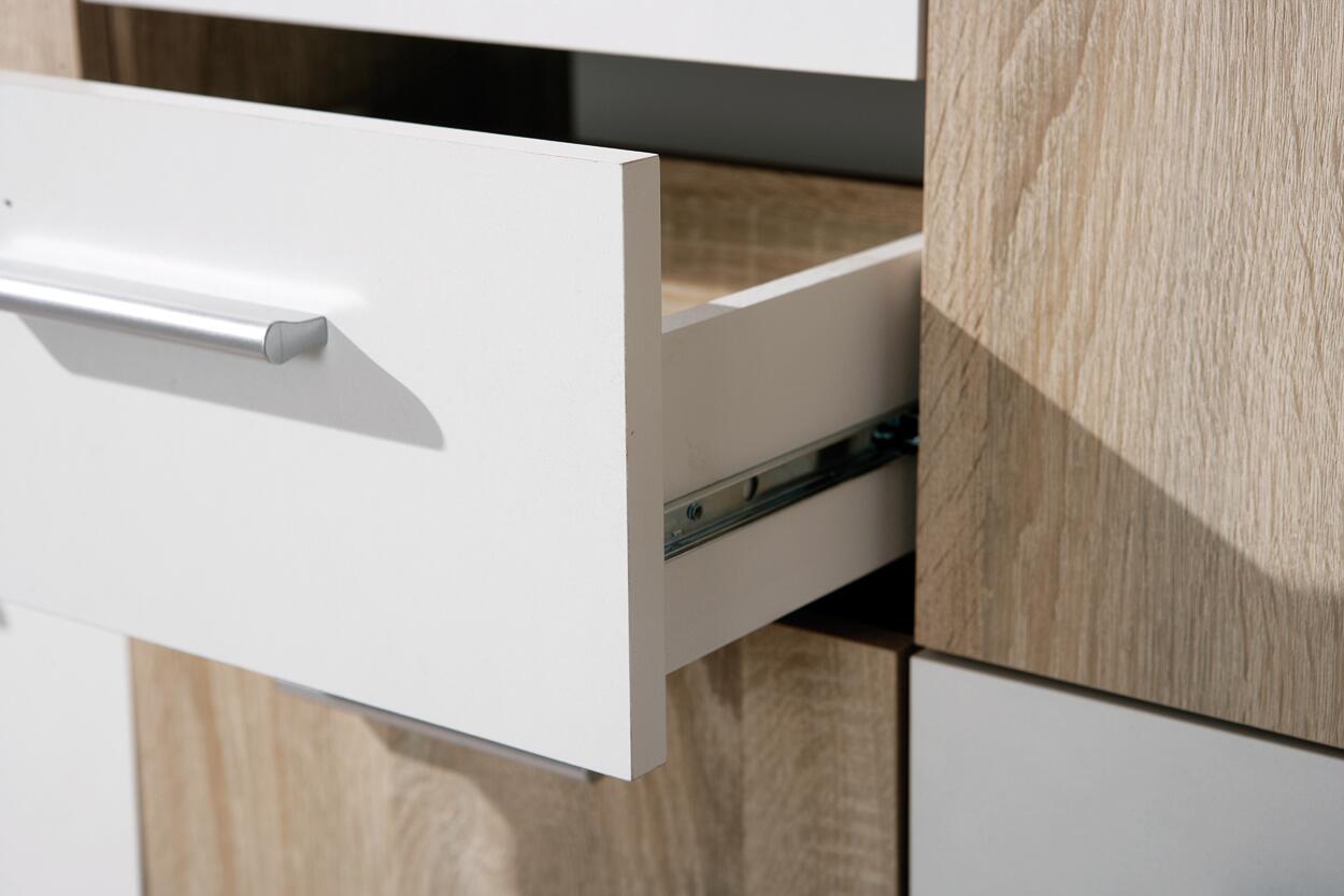 Kommode Elvezia Eiche Sonoma Nachbildung weiß B/H/T: ca. 115x77x30 cm