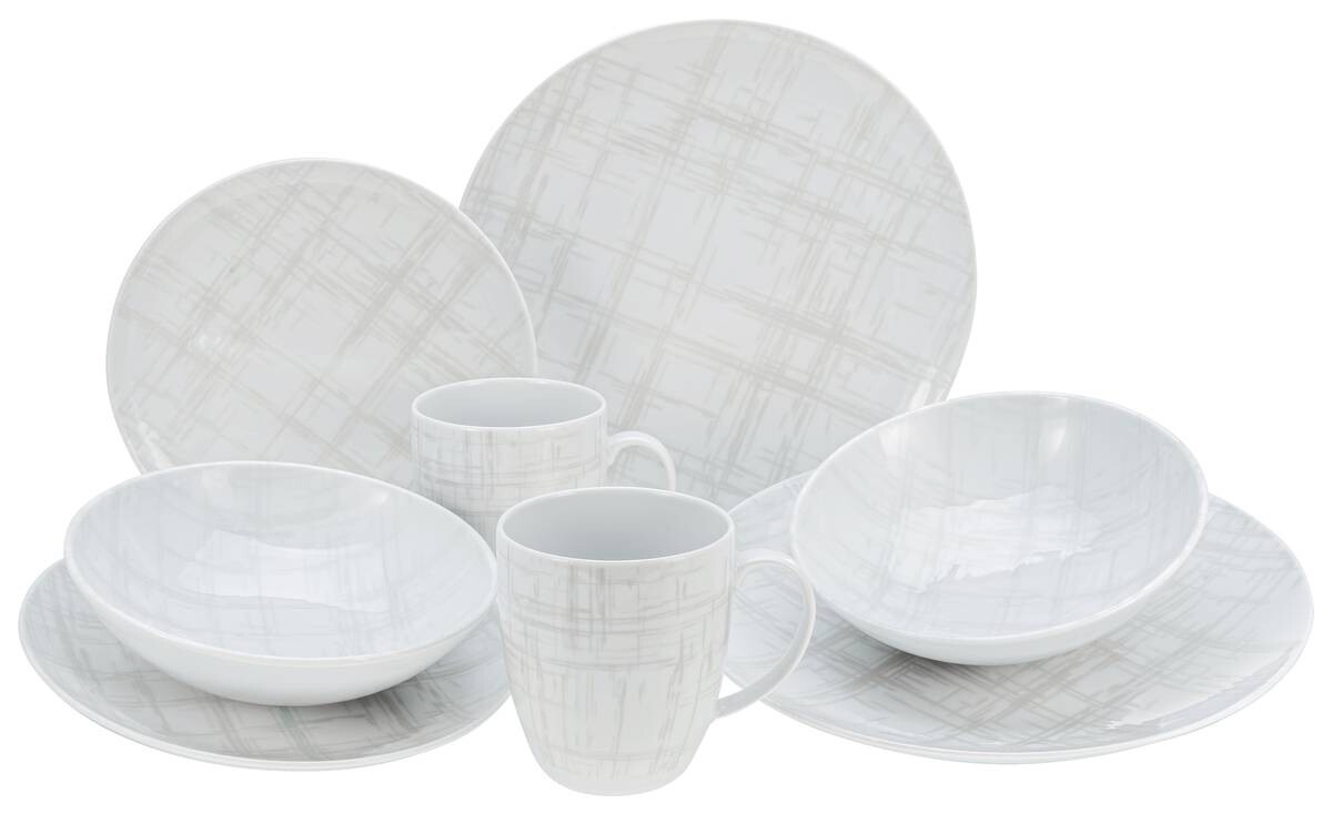 CreaTable Kombiservice Home Shabby Chic weiß Porzellan 16 tlg.