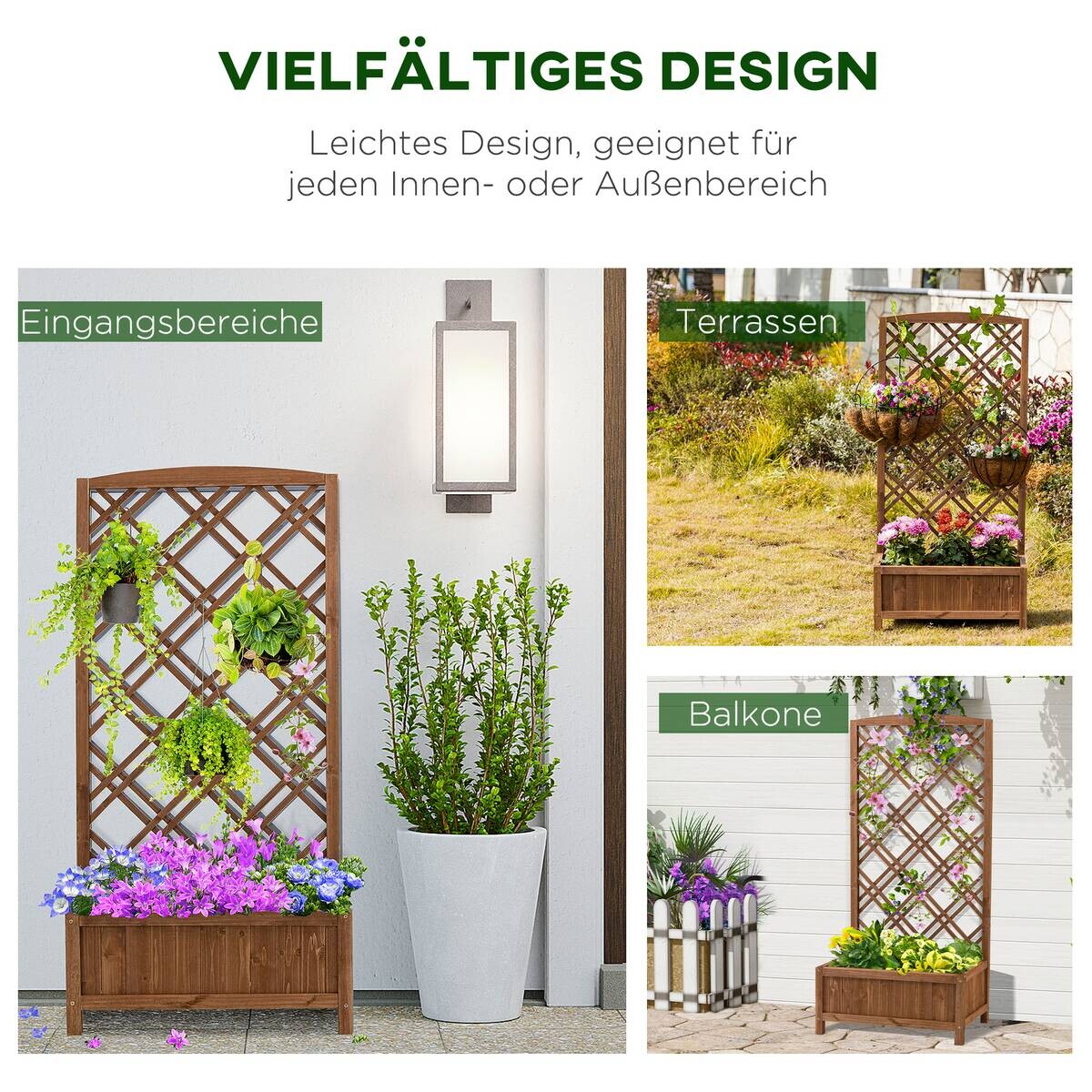 Outsunny Pflanzkasten gelb Holz B/H/L: ca. 30x122x60 cm