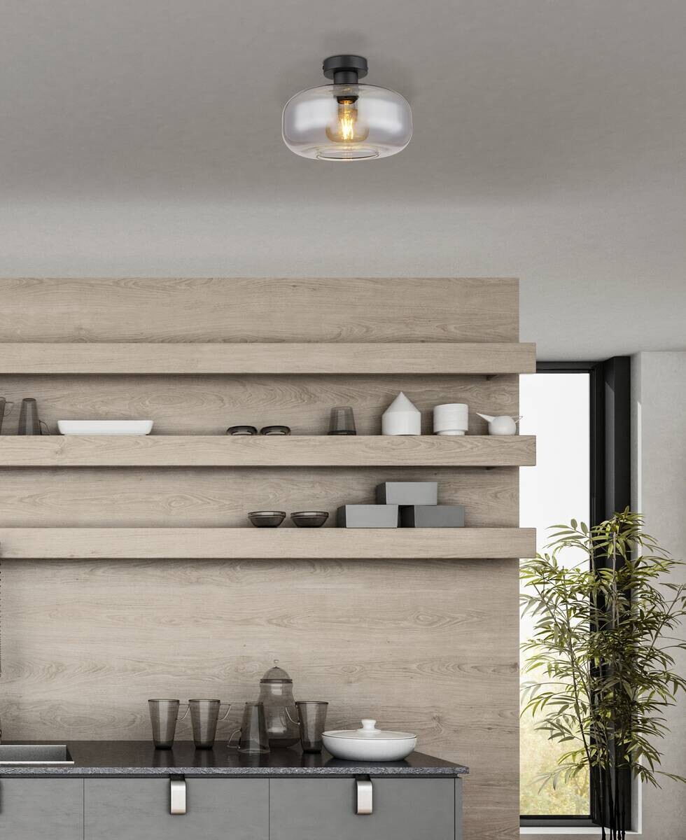 GLOBO Deckenleuchte Giuseppe schwarz Metall H/D: ca. 20,5x28 cm E27 1 Brennstellen