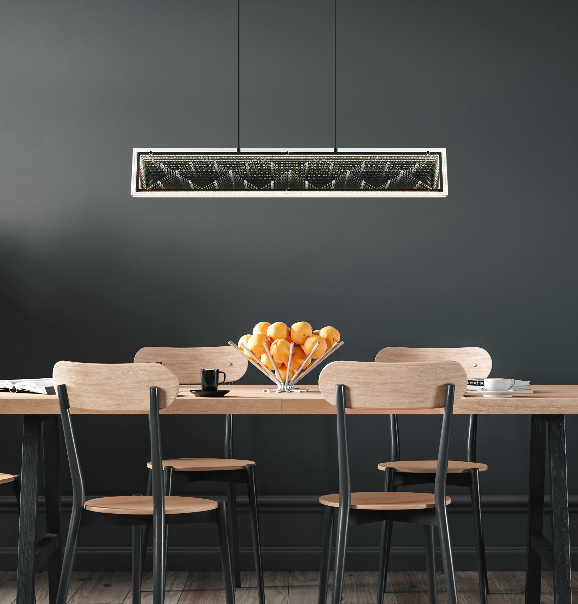 GLOBO Hängeleuchte klar schwarz Aluminium Glas Kunststoff B/H/L: ca. 8x120x113 cm 1.0 Brennstellen