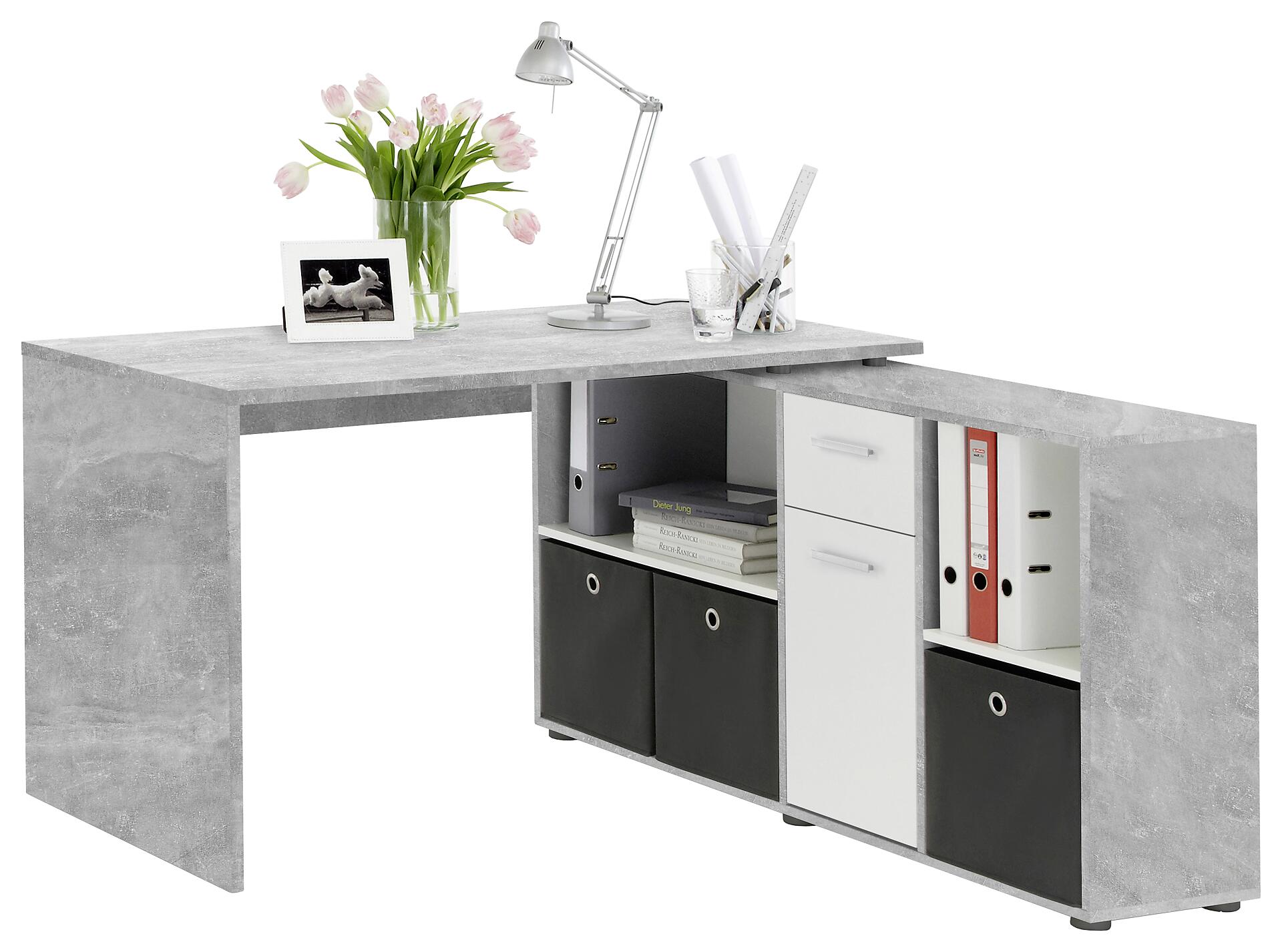 Schreibtisch  Beton Optik weiß B/H/T: ca. 136x74x66,5 cm