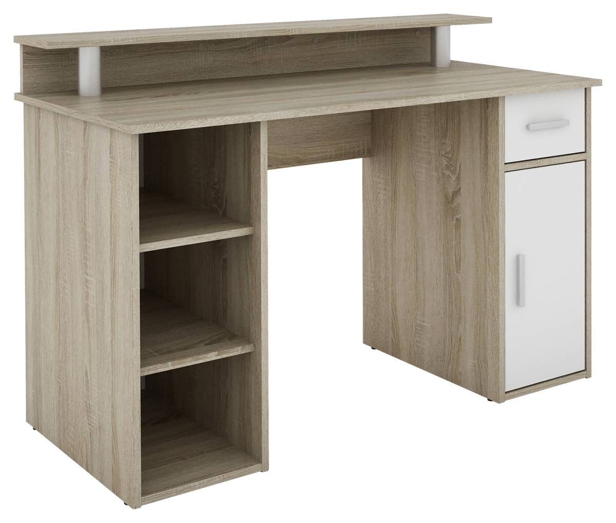 Schreibtisch DIEGO Eiche Sonoma Nachbildung weiß silber B/H/T: ca. 120x88x55 cm