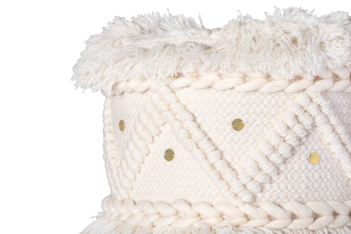 360 Living Hocker Bohist 500 creme Baumwolle Holz H/D: ca. 50x38 cm