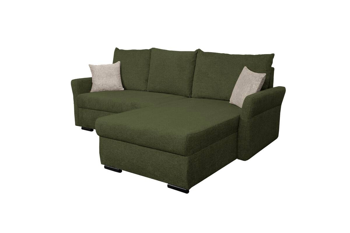 Ecksofa mit Bettfunktion und Bettkasten grün Webstoff B/H/T: ca. 218x90x168 cm