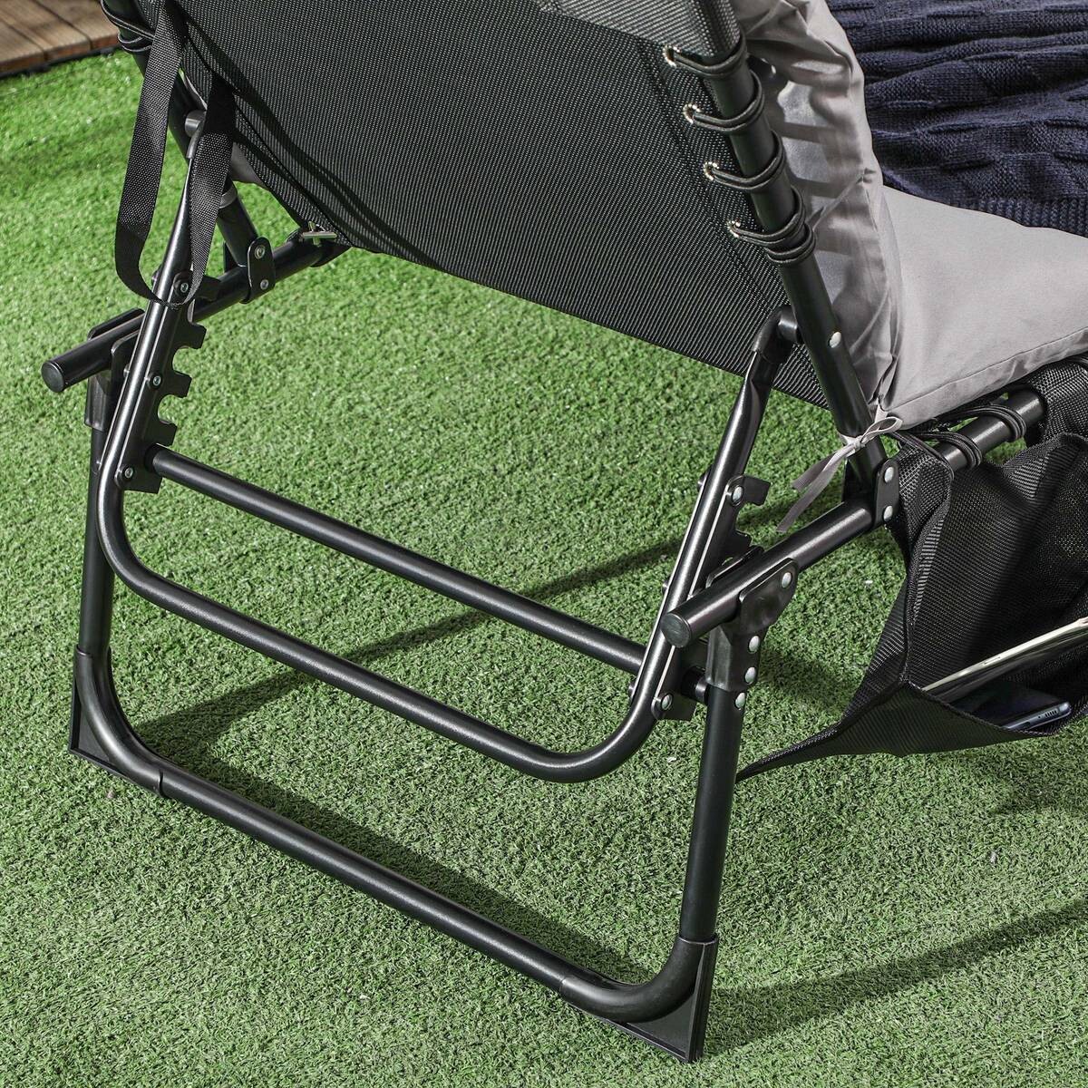 Outsunny Sonnenliege hellgrau Stahl B/H/L: ca. 189x32,5x58 cm