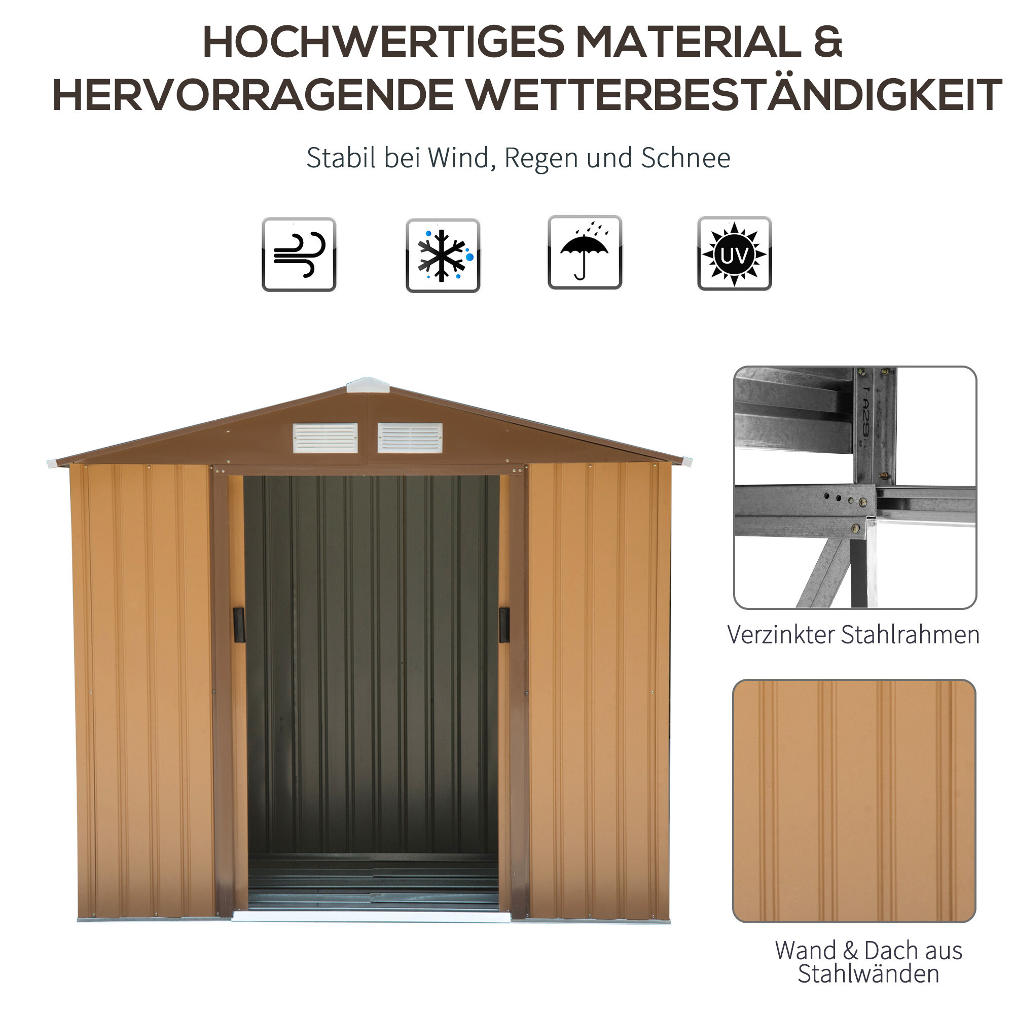 Outsunny Gartenhaus braun B/H/L: ca. 130x185x213 cm