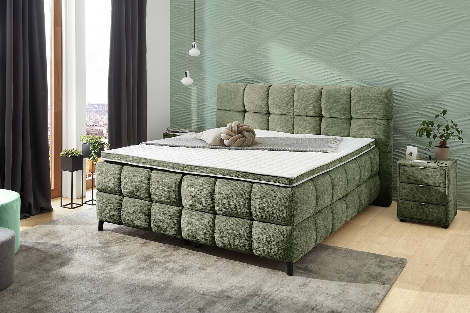 Boxbett grün B/H/T: ca. 205x116x220 cm