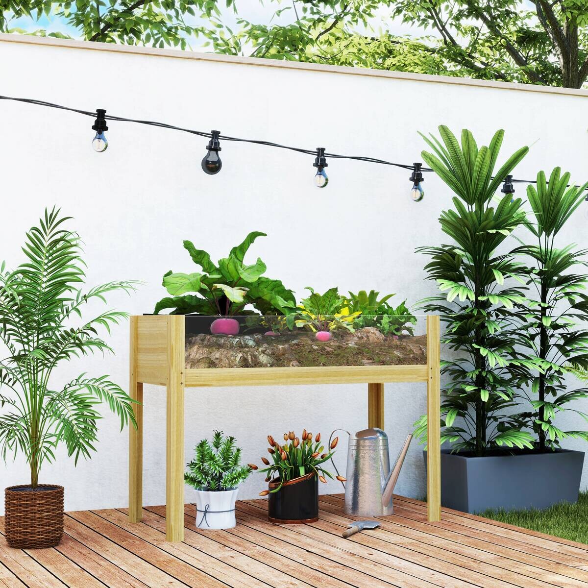 Outsunny Hochbeet natur Holz B/H/L: ca. 50x80x110 cm