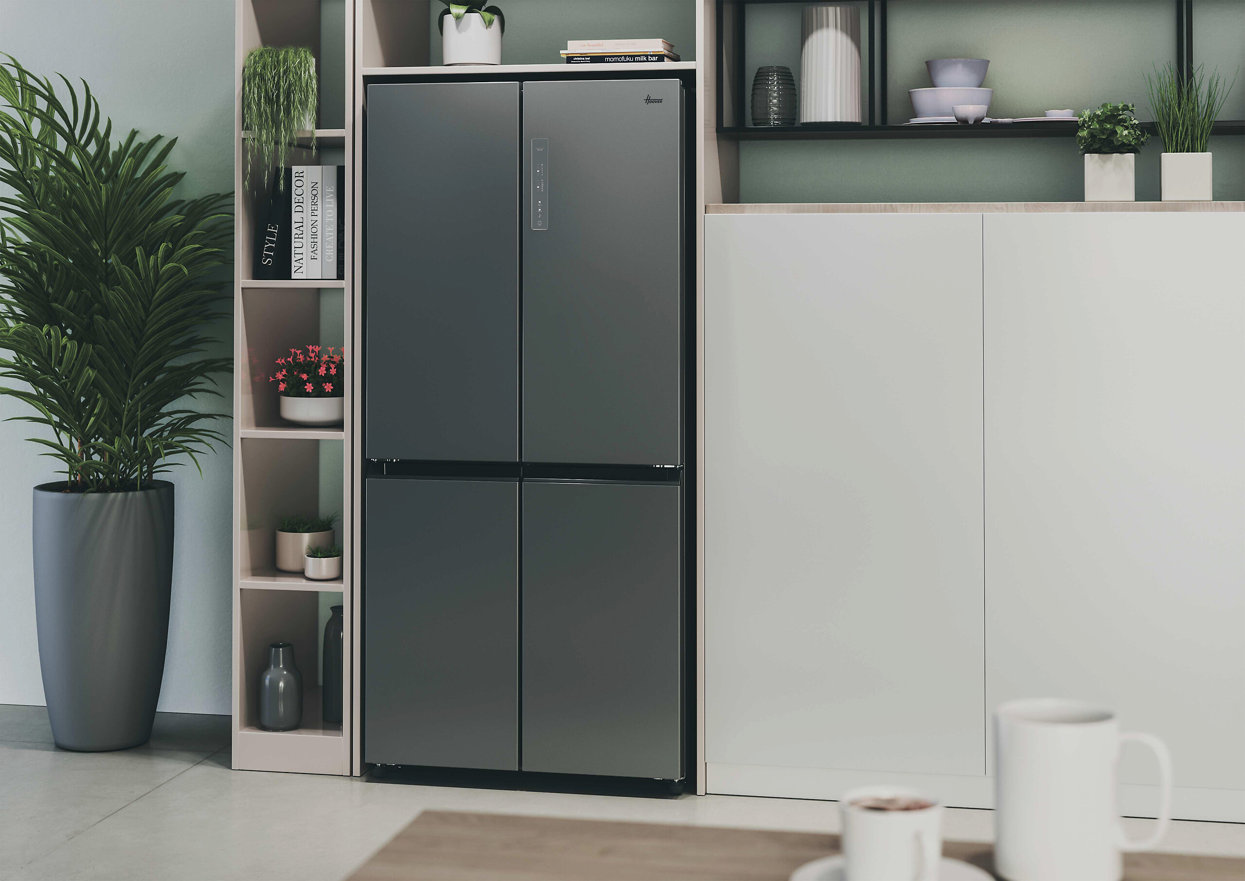 Hoover Multi-Door Kühl-/Gefrierkombination HHCR3818ENPL Edelstahloptik B/H/T: ca. 83,3x181,5x65 cm