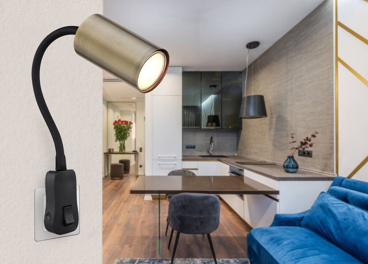 GLOBO Wandleuchte schwarz Kunststoff B/H: ca. 5,5x43 cm GU10 1 Brennstellen