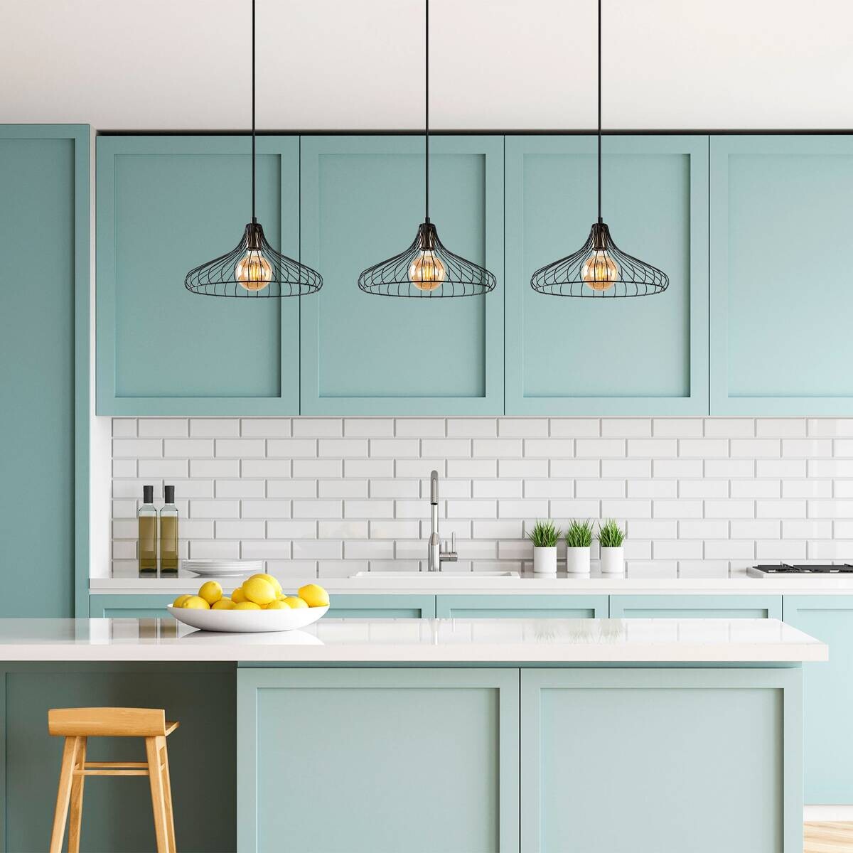 Opviq Pendelleuchte Depay-11260 schwarz Metall B/H/T/L: ca. 148x120x36x148 cm E27 3 Brennstellen