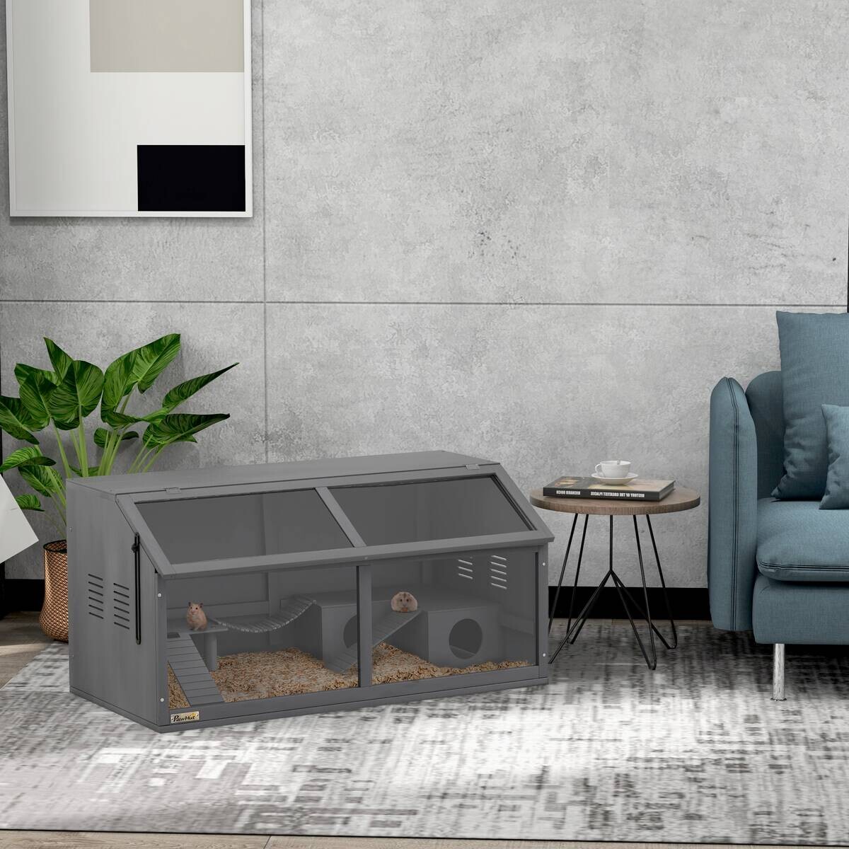 PawHut Tier-Zubehör dunkelgrau Edelstahl B/H/L: ca. 52x100x50 cm