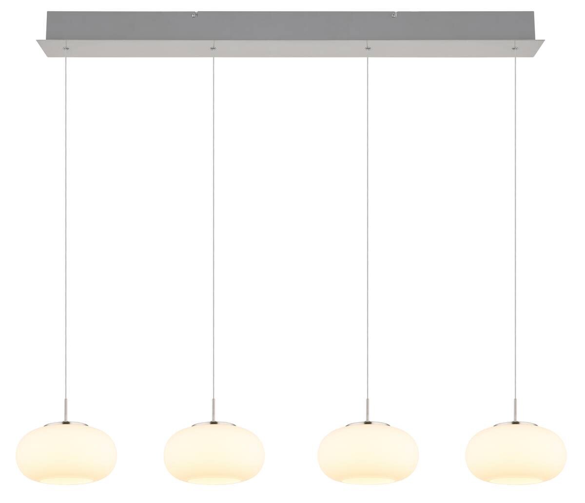 GLOBO LED-Pendelleuchte Opal nickel matt transparent Metall Glas B/H/T: ca. 110x150x20 cm 1.0 Brennstellen